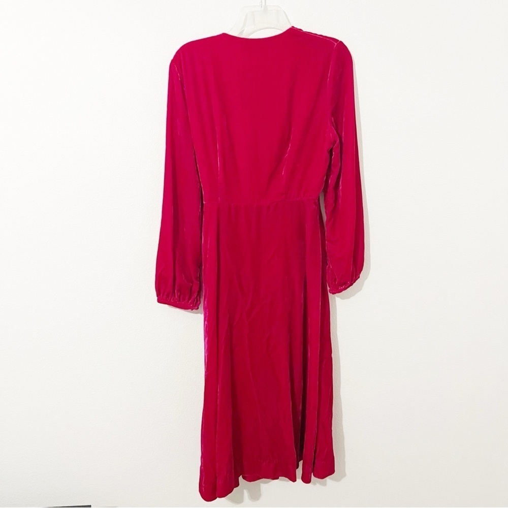Emilyandfin Luna Wrap Dress Fuchsia Velvet Pink Midi Small S Nwt — image 8 of 8